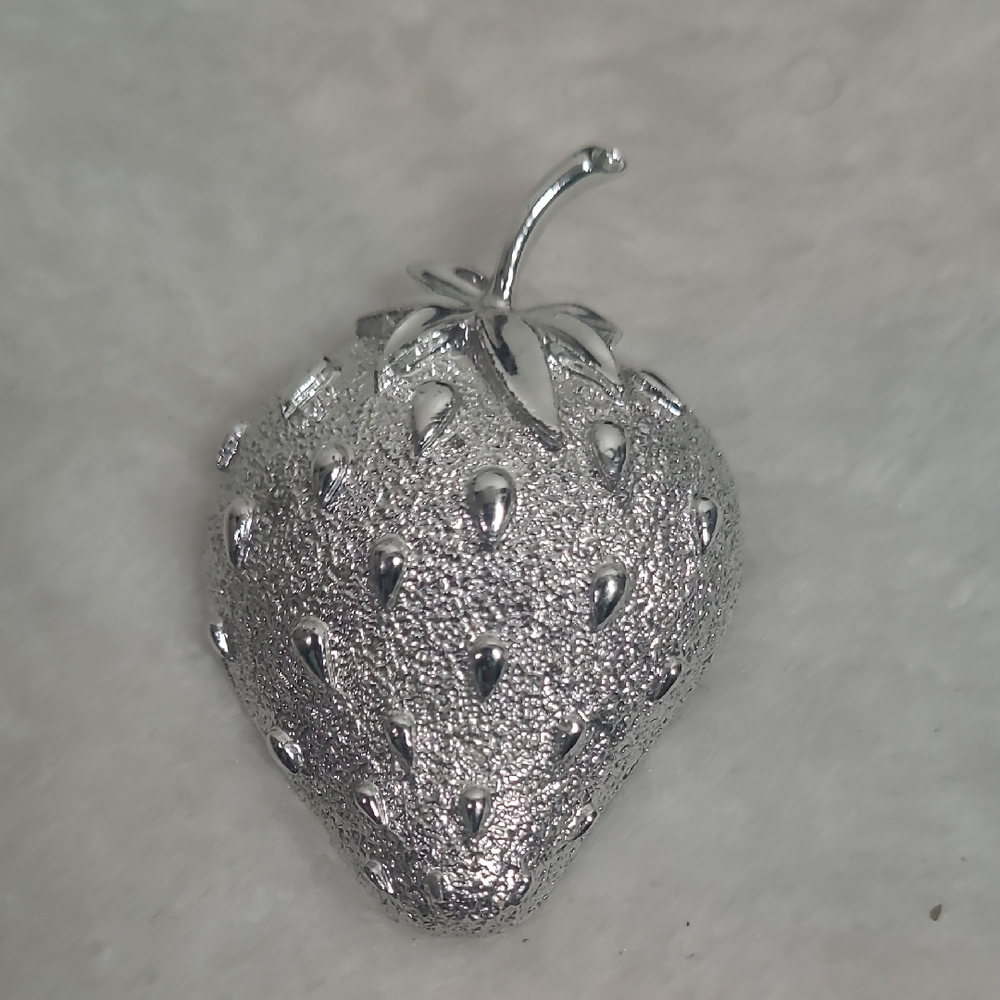 Silver Strawberry Brooch